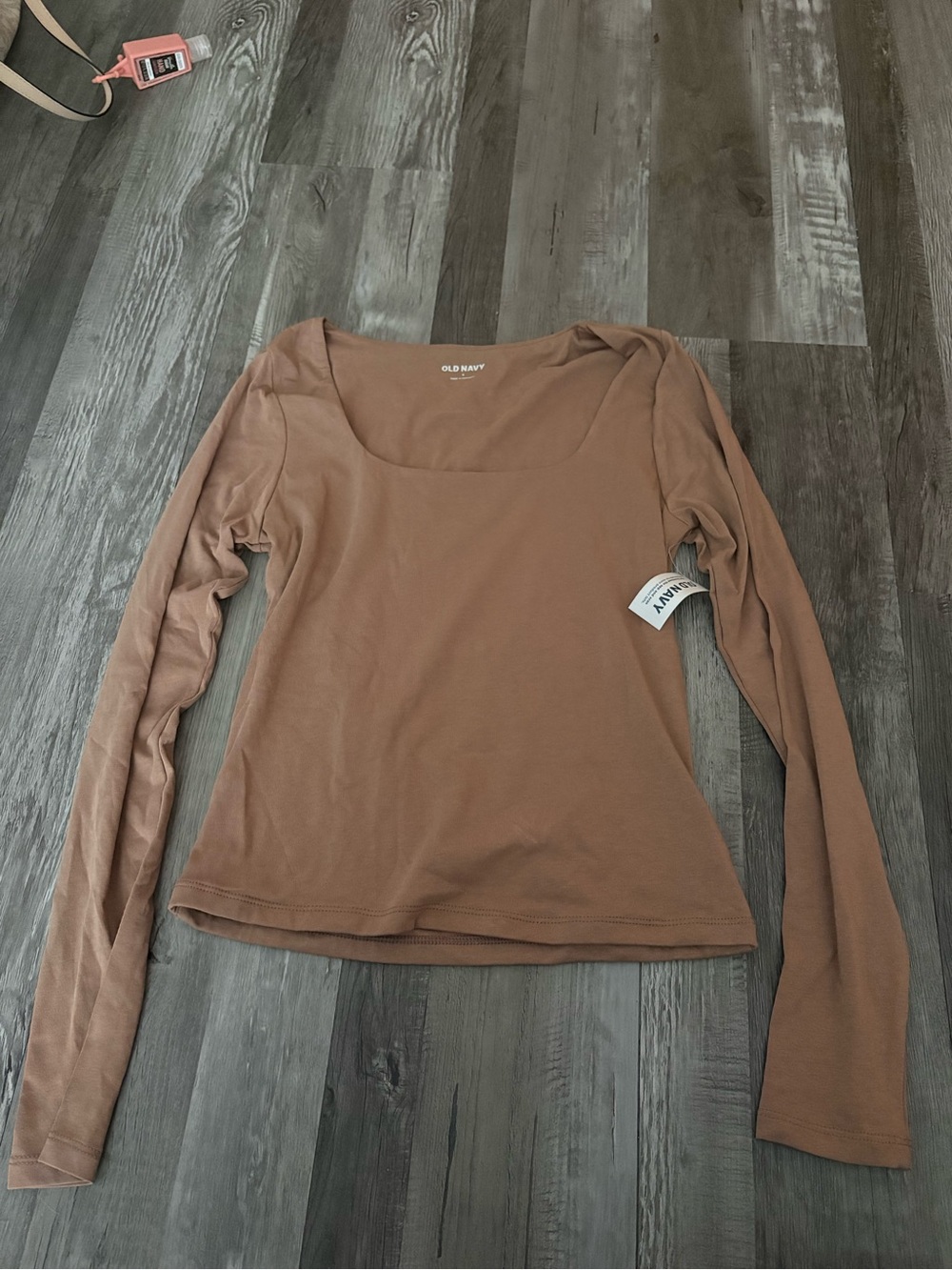Old Navy Women's Long Sleeve Square Neck Top - Rust Brown